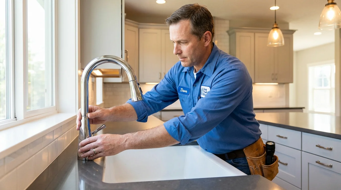 Kitchen faucet installation by Johns Plumbing LLC in Wales